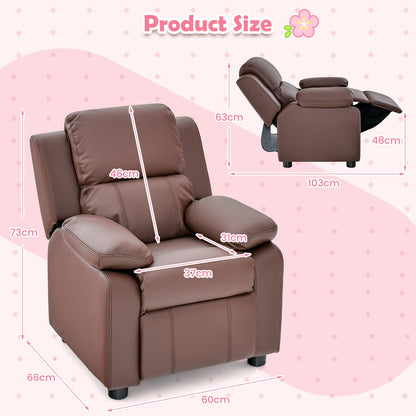 Kids Recliner Chair with Adjustable Backrest and Footrest-Coffee