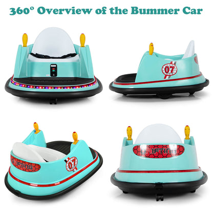 Kids Ride-On Bumper Car with Colorful Flashing Lights and Music-Green