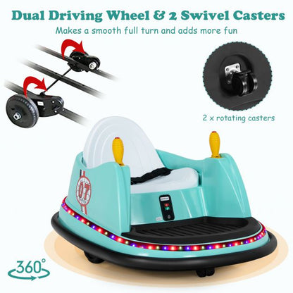 Kids Ride-On Bumper Car with Colorful Flashing Lights and Music-Green