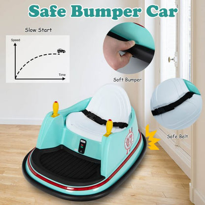 Kids Ride-On Bumper Car with Colorful Flashing Lights and Music-Green