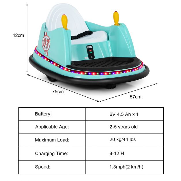 Kids Ride-On Bumper Car with Colorful Flashing Lights and Music-Green