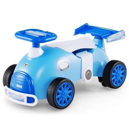 Kids Ride On Car Sliding Toy with Music and Cool Rear Wings-Blue