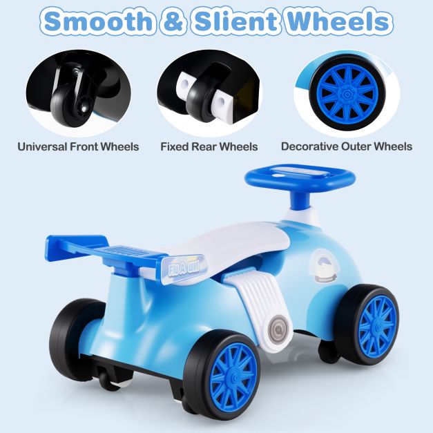 Kids Ride On Car Sliding Toy with Music and Cool Rear Wings-Blue