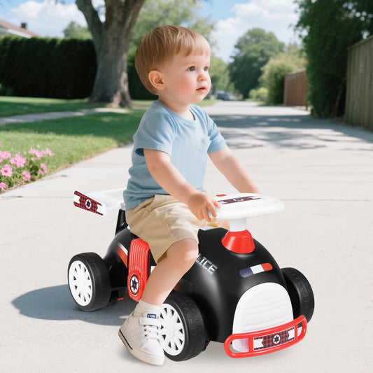 Kids Ride On Car Sliding Toy with Music and Cool Rear Wings-Black &amp;amp; Red