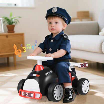 Kids Ride On Car Sliding Toy with Music and Cool Rear Wings-Black &amp;amp; Red