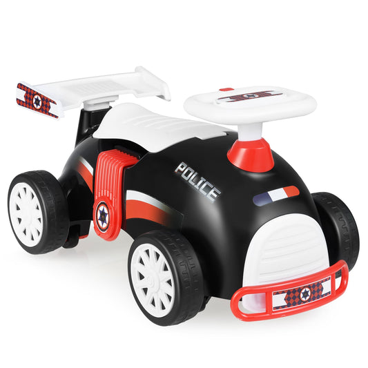 Kids Ride On Car Sliding Toy with Music and Cool Rear Wings-Black &amp;amp; Red