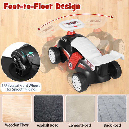 Kids Ride On Car Sliding Toy with Music and Cool Rear Wings-Black &amp;amp; Red