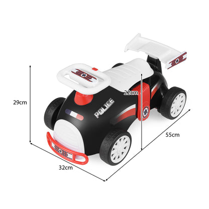 Kids Ride On Car Sliding Toy with Music and Cool Rear Wings-Black &amp;amp; Red