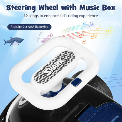Kids Ride On Car Sliding Toy with Music and Cool Rear Wings-Black &amp; Blue