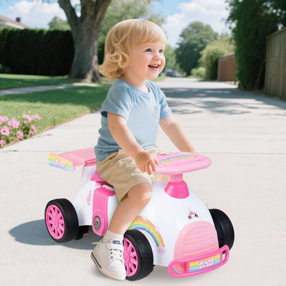 Kids Ride On Car Sliding Toy with Music and Cool Rear Wings-Pink