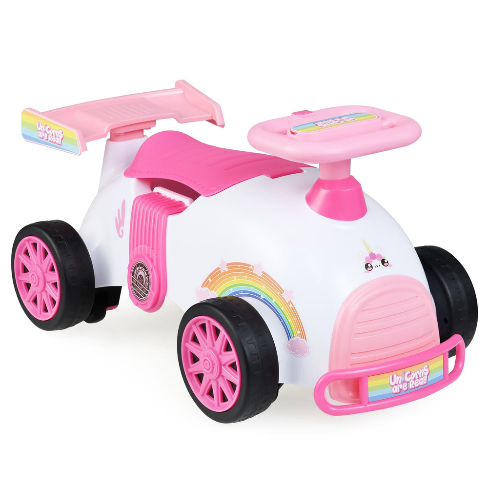 Kids Ride On Car Sliding Toy with Music and Cool Rear Wings-Pink