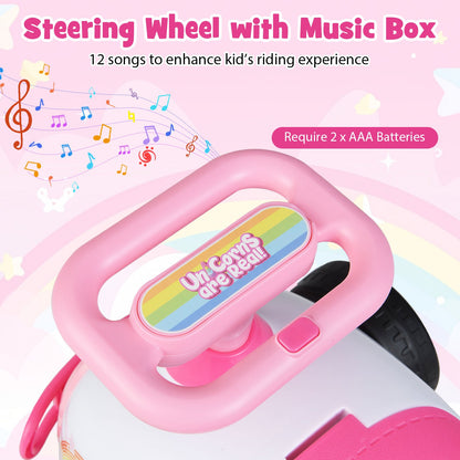 Kids Ride On Car Sliding Toy with Music and Cool Rear Wings-Pink
