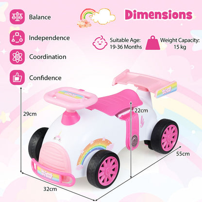 Kids Ride On Car Sliding Toy with Music and Cool Rear Wings-Pink