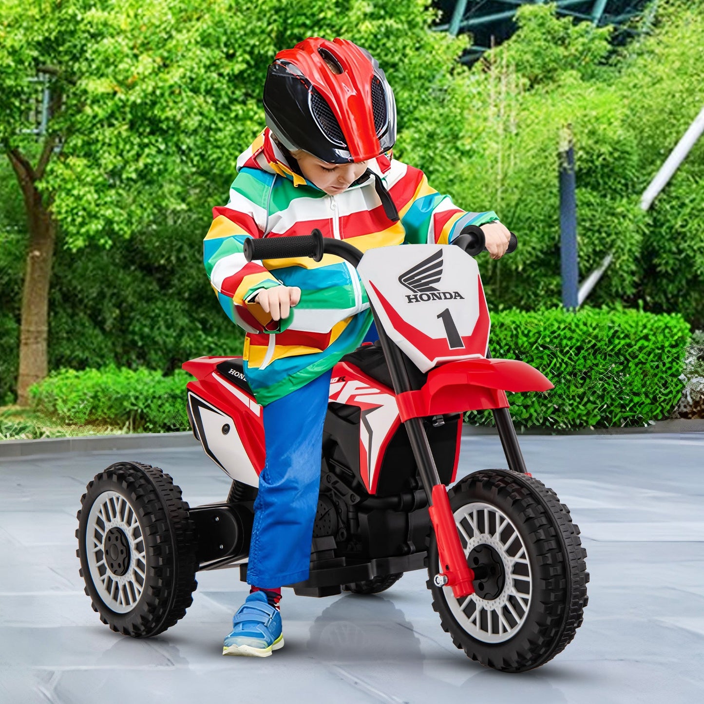 Honda Licensed Kids Ride On Motorbike with Horn Anti-slip Handlebars-Red