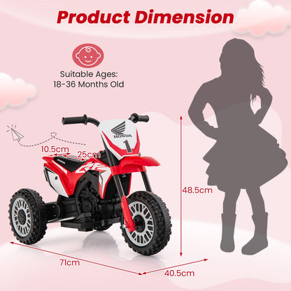 Honda Licensed Kids Ride On Motorbike with Horn Anti-slip Handlebars-Red