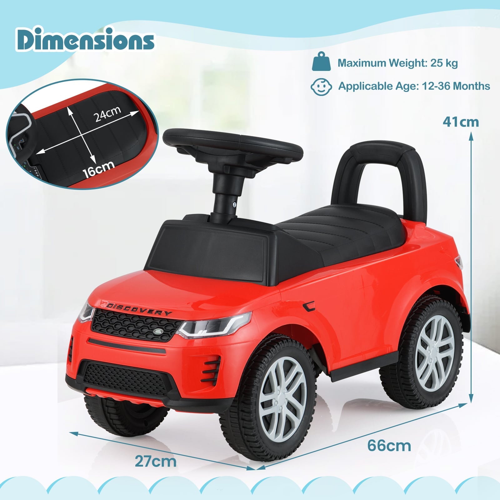Kids Ride On Push Car Foot-to-Floor Walking Sliding Toy Car-Red