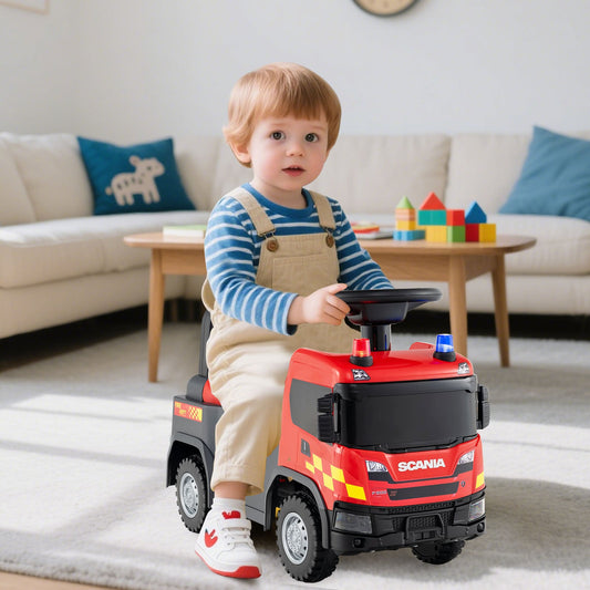 Kids Ride On Push Car with Lights and Under-seat Storage-Red