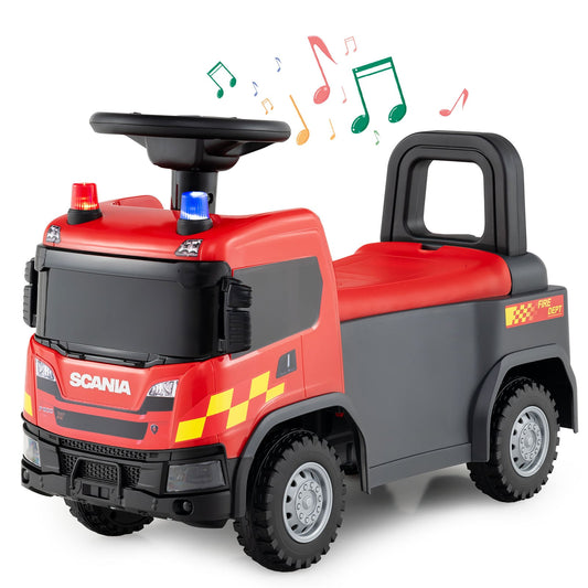 Kids Ride On Push Car with Lights and Under-seat Storage-Red