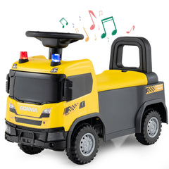 Kids Ride On Push Car with Lights and Under-seat Storage-Yellow
