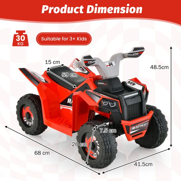 Kids Ride on ATV with Direction Control Large Seat-Red