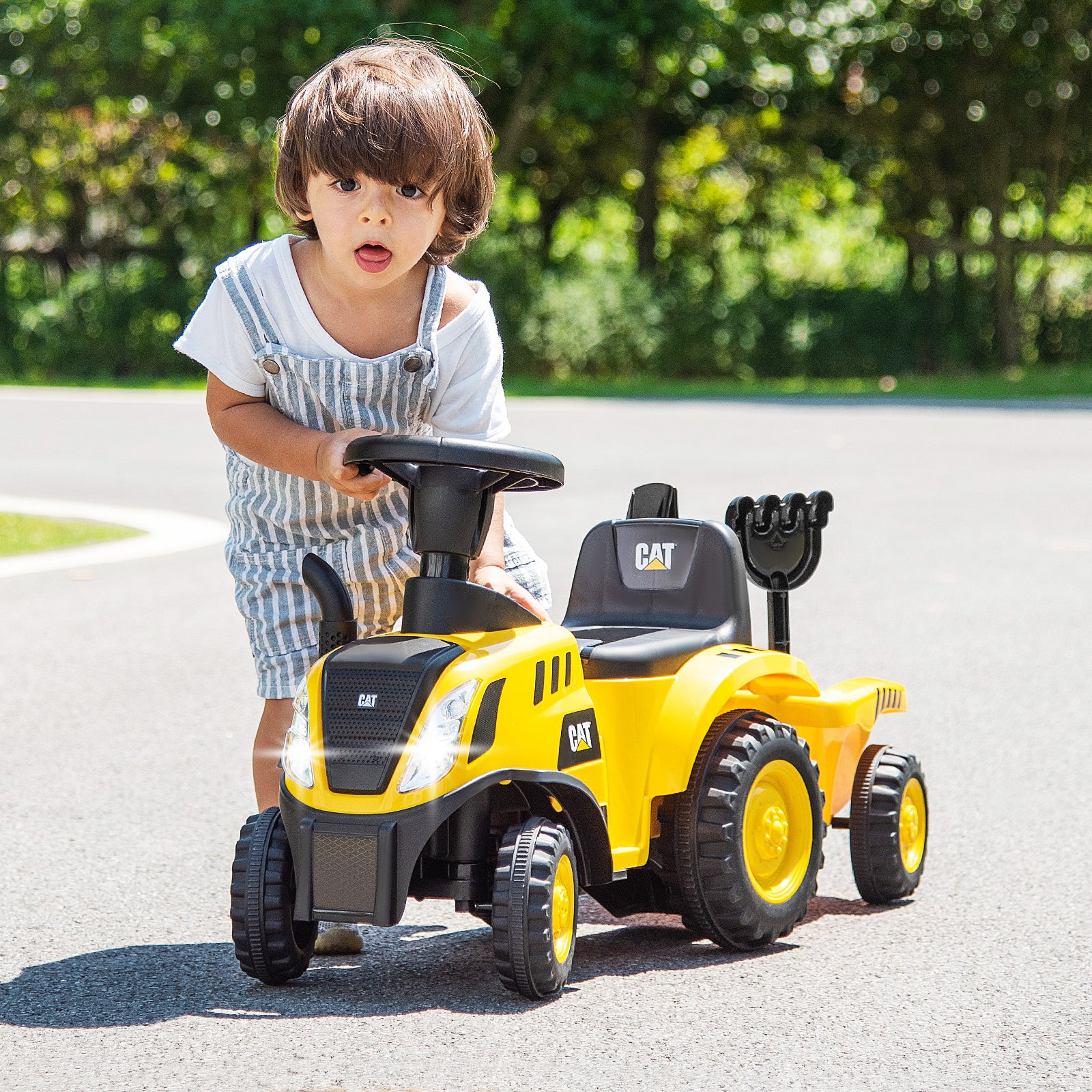 Kids Ride on Tractor Licensed Caterpillar Foot to Floor Sliding Car-Yellow &amp; Black