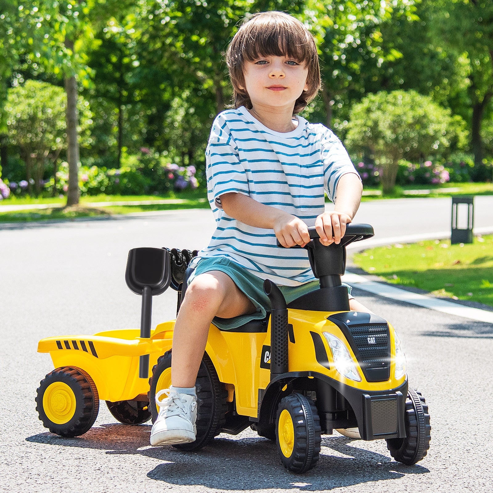 Kids Ride on Tractor Licensed Caterpillar Foot to Floor Sliding Car-Yellow &amp; Black