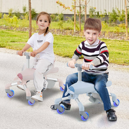 2-in-1 Kids Ride-On Push Car with Lighted Wheels for 18-60 Months Old-Blue