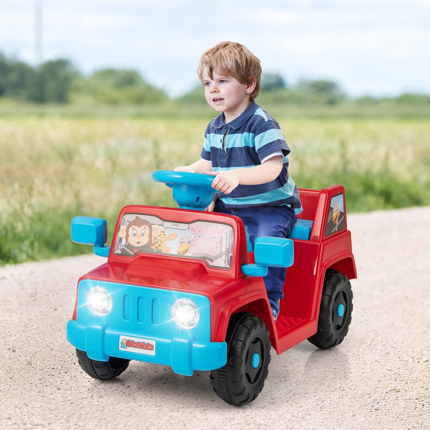 6V Kids Riding Toy with Sound Effects One-Button Start-Red