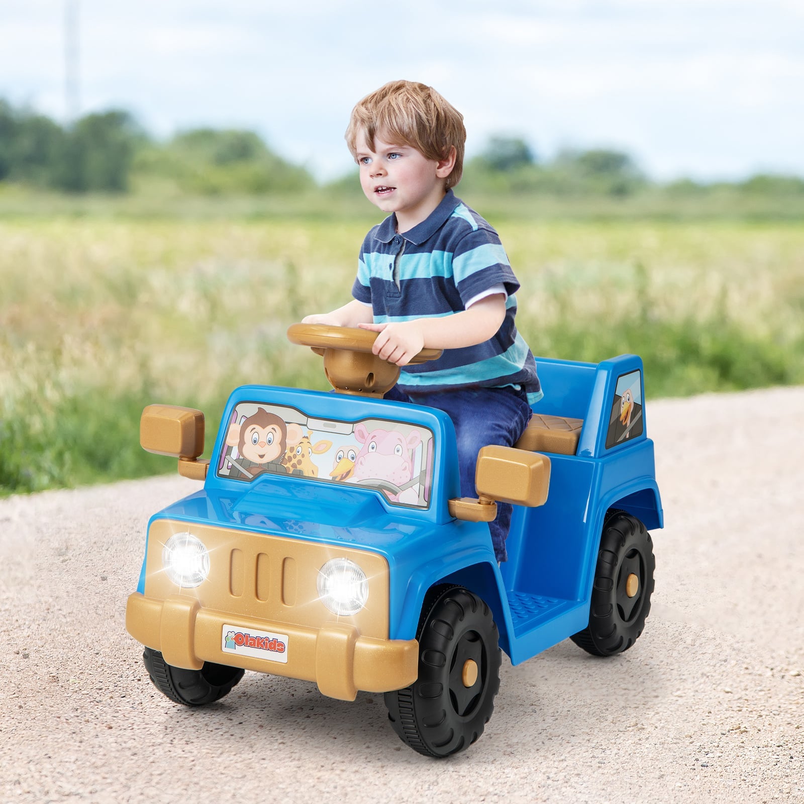 6V Kids Riding Toy with Sound Effects One-Button Start-Navy