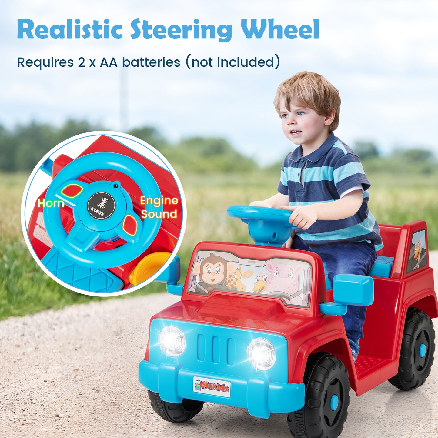 6V Kids Riding Toy with Sound Effects One-Button Start-Red