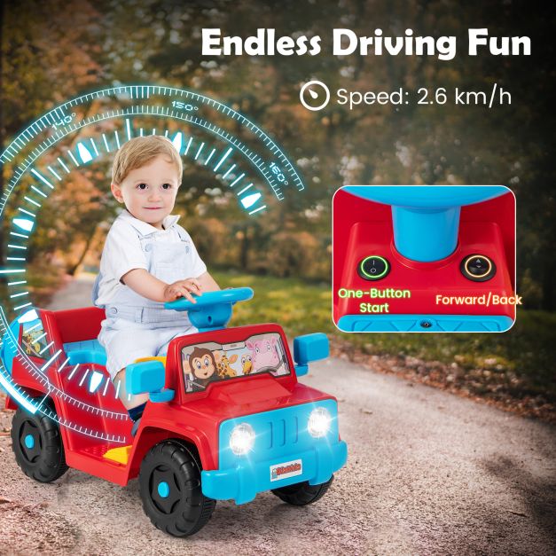 6V Kids Riding Toy with Sound Effects One-Button Start-Red
