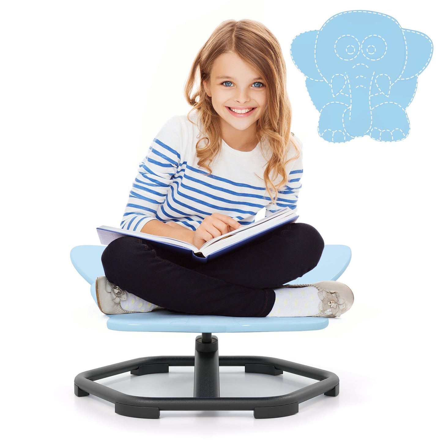 Kids Sensory Swivel Chair Elephant Petal 360° Spinning Chair-A-Blue