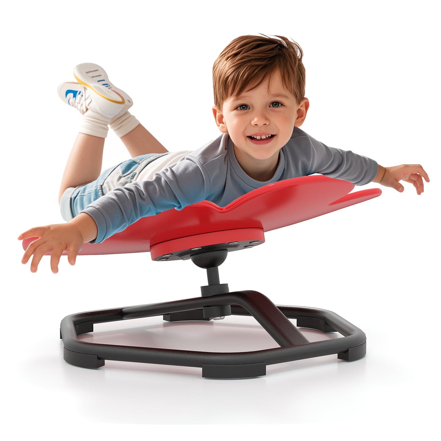Kids Sensory Swivel Chair Elephant Petal 360° Spinning Chair-B-Red