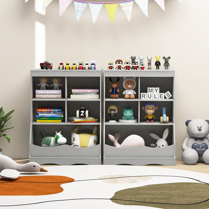 Kids Storage Shelf Home Toy Storage Organizer with 5 Cubes-Grey