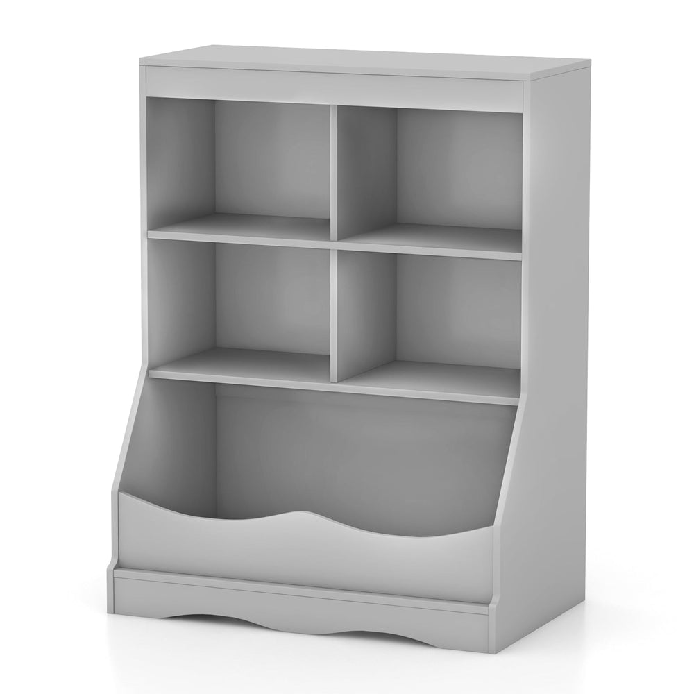 Kids Storage Shelf Home Toy Storage Organizer with 5 Cubes-Grey