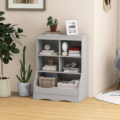 Kids Storage Shelf Home Toy Storage Organizer with 5 Cubes-Grey