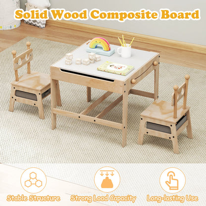 Kids Table and Chairs 4 in 1 Wooden Activity Desk Set (Robot Shape)-Grey