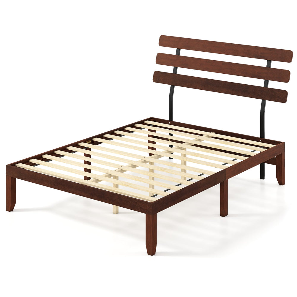 Double/King Size Bed Frame with Retro Headboard and Under-Bed Storage Space-King Size