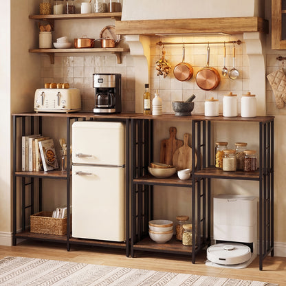 Kitchen Baker's Rack Mini Fridge Stand Table with 4 Shelves-Rustic Brown