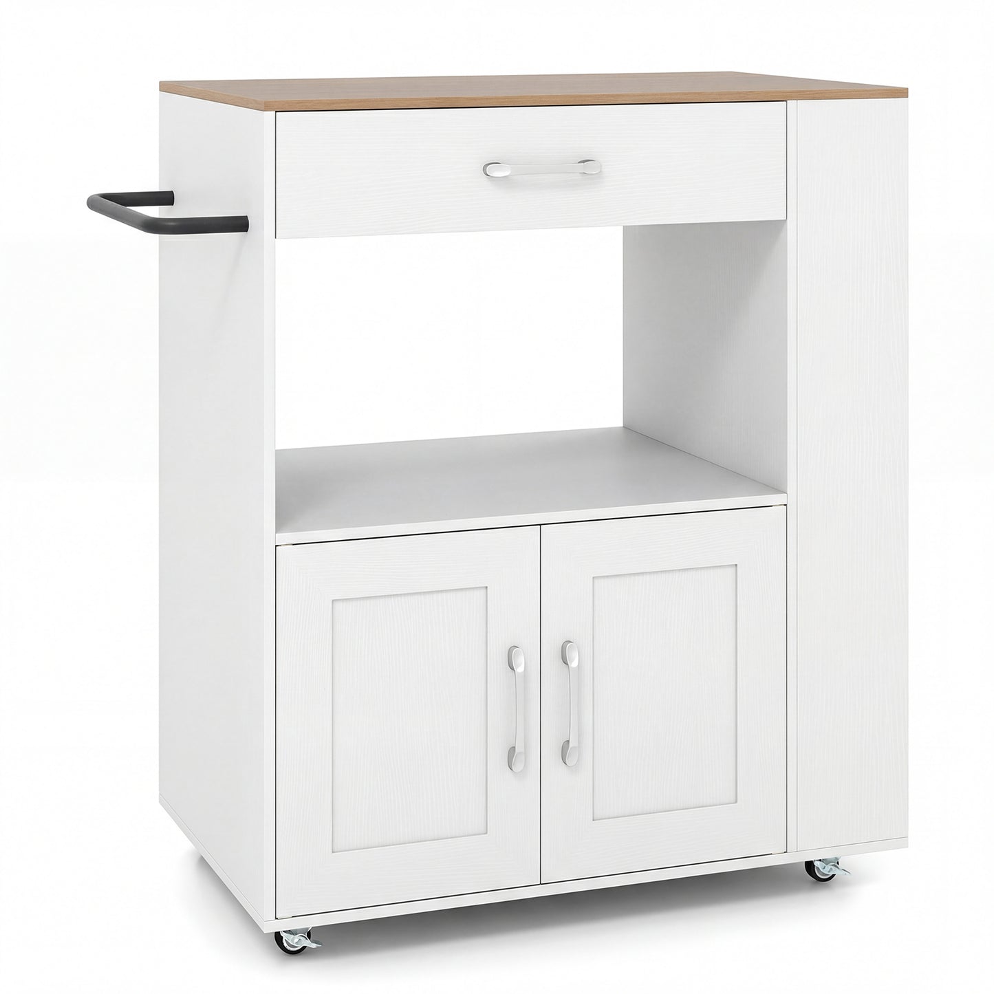 Kitchen Island Cart with Storage Rolling Kitchen Island on Wheels-Natural & White