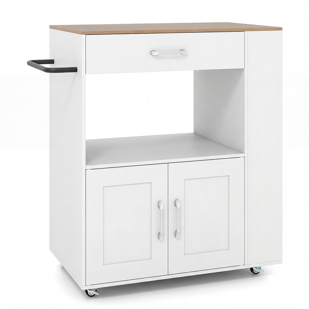 Kitchen Island Cart with Storage Rolling Kitchen Island on Wheels-Natural & White