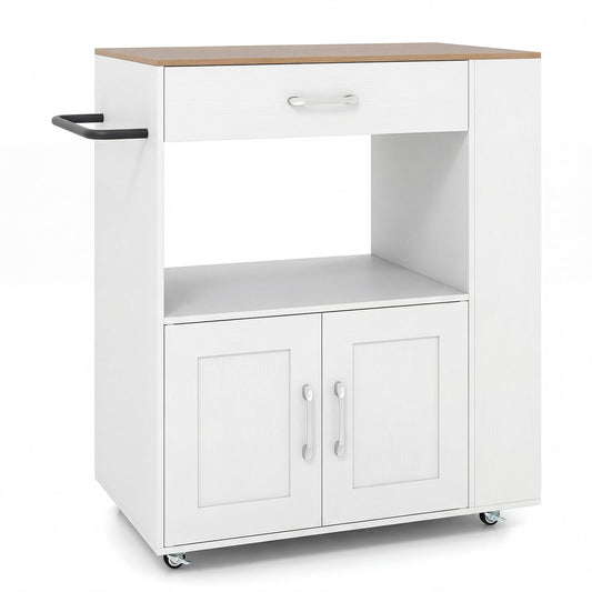 Kitchen Island Cart with Storage Rolling Kitchen Island on Wheels-Natural & White