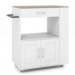 Kitchen Island Cart with Storage Rolling Kitchen Island on Wheels-Natural & White