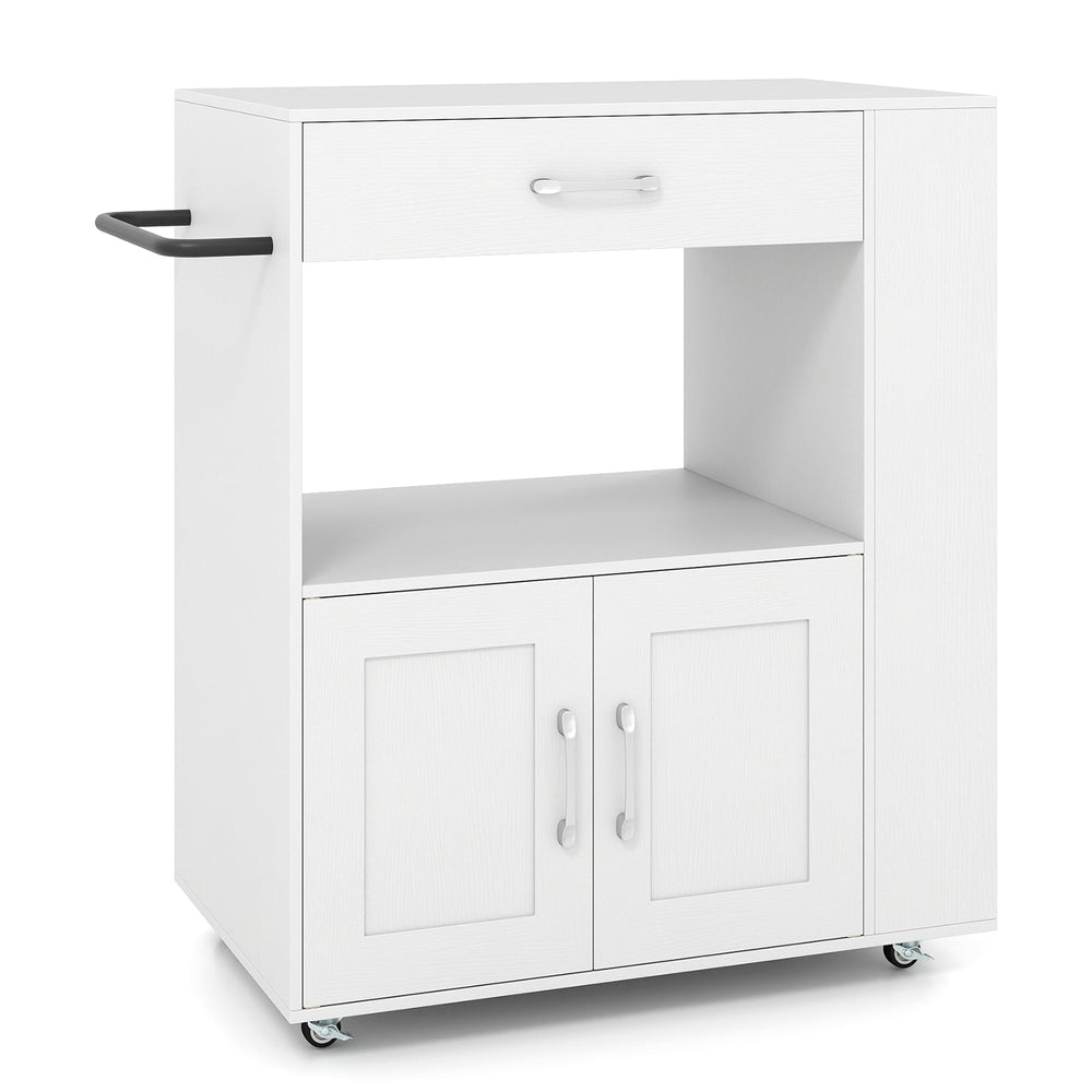 Kitchen Island Cart with Storage Rolling Kitchen Island on Wheels-White