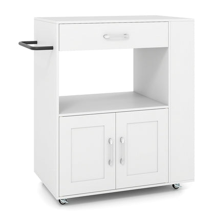 Kitchen Island Cart with Storage Rolling Kitchen Island on Wheels-White