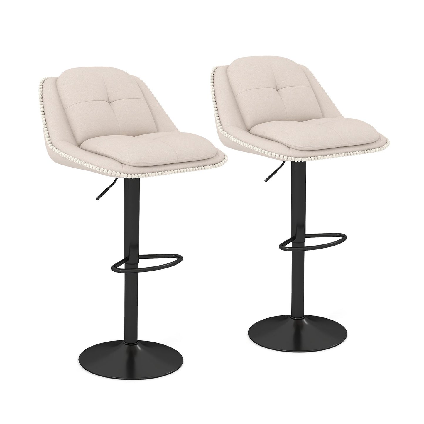 Kitchen Island with Drop-Leaf Countertop with 2 Modern Adjustable Chenille Upholstered Bar Stools Set