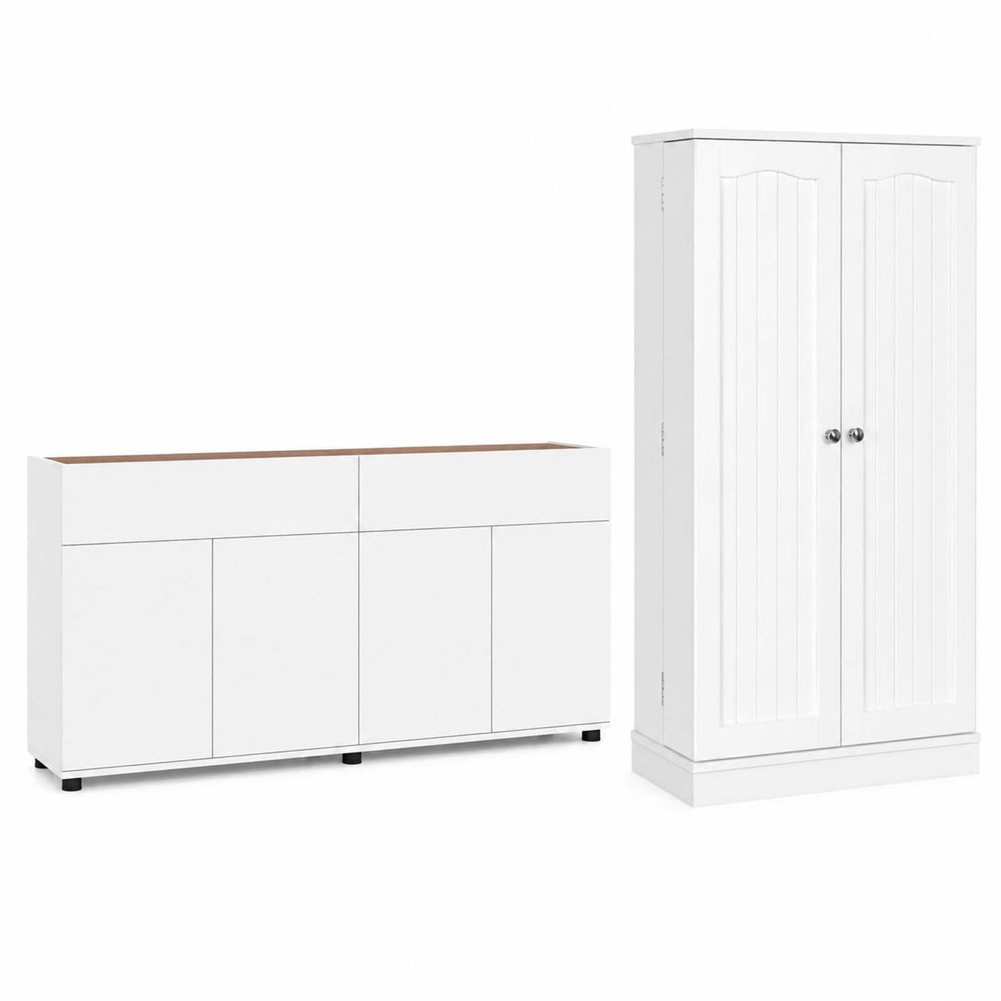 Kitchen Storage Set with 160 cm Sideboard Buffet Cabinet and 17-Tier Pantry Cupboard