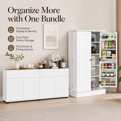 Kitchen Storage Set with 160 cm Sideboard Buffet Cabinet and 17-Tier Pantry Cupboard