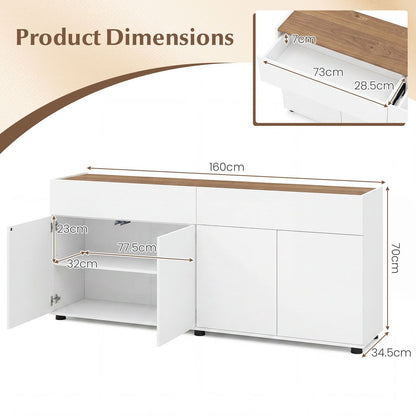 Kitchen Storage Set with 160 cm Sideboard Buffet Cabinet and 17-Tier Pantry Cupboard