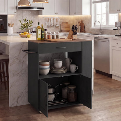 Kitchen Island Cart with Storage Rolling Kitchen Island on Wheels-Black
